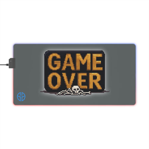 "GAME OVER" Pixel Skull RGB Desk Mat